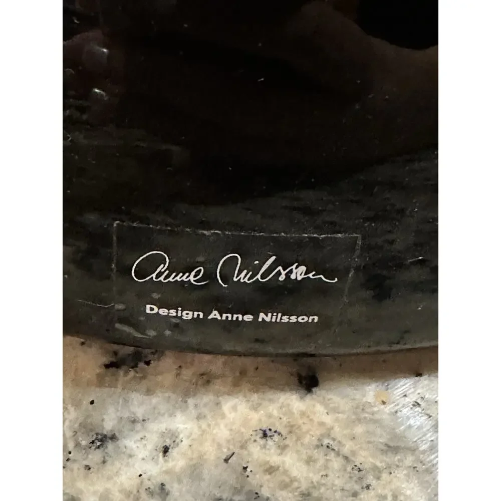 Large IKEA Anne Nilsson Black Glass Diabolo / Diablo Vase Made in Poland
